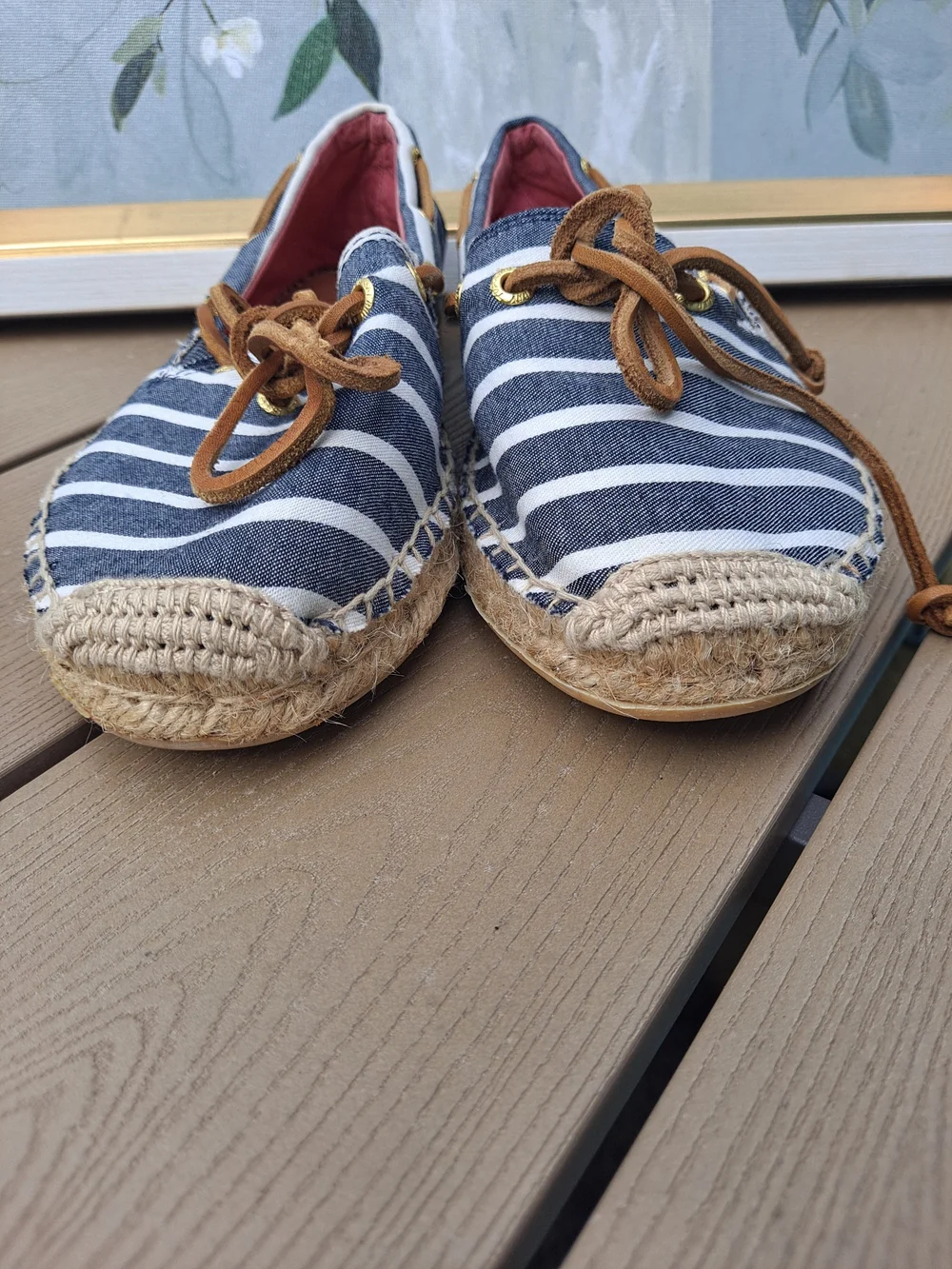 Sperry Topsider Breton Navy White Breton Stripe Espadrille Canvas Jute Boat Shoe